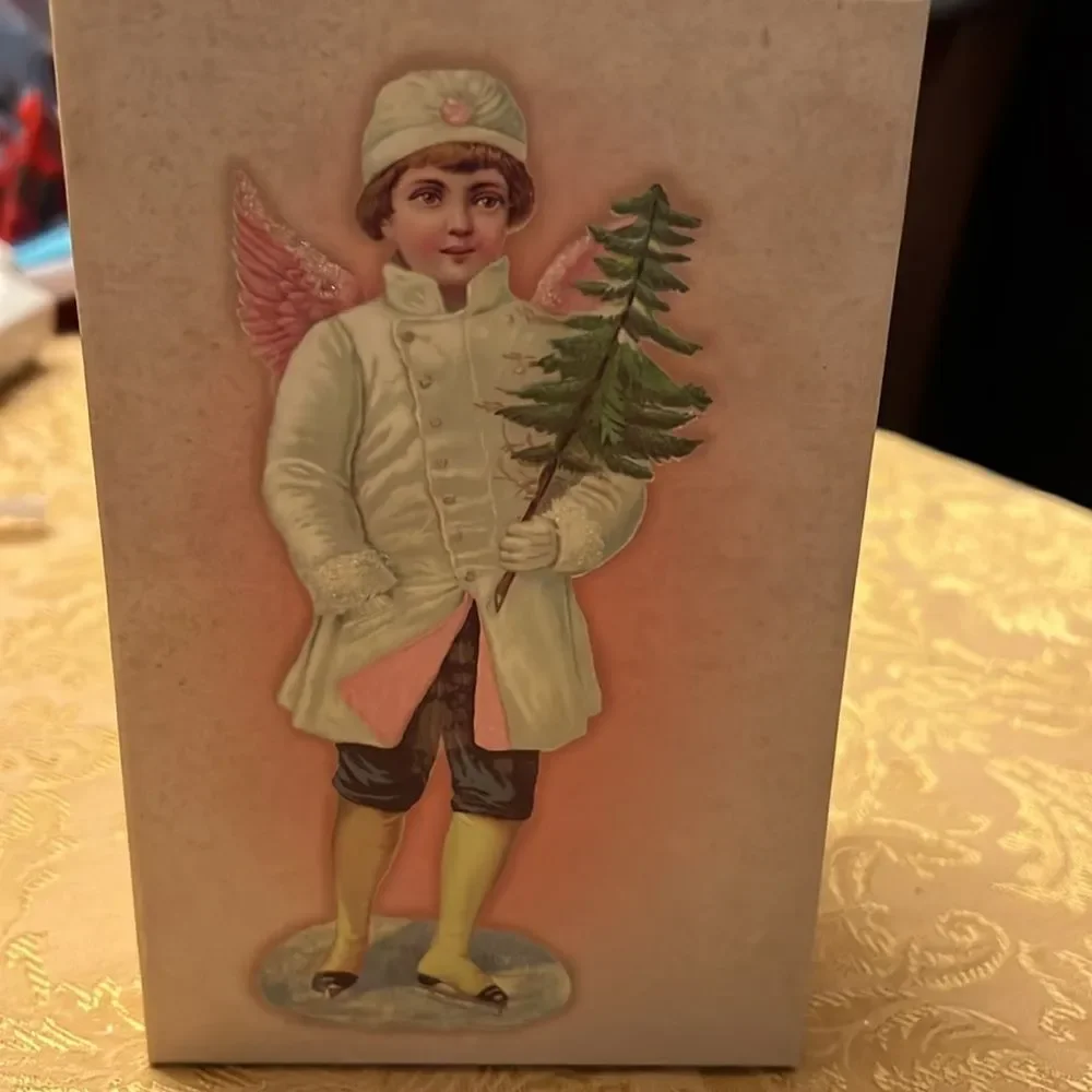 NIB Costco Victorian Child Angel With Tree Christmas Ornament 6